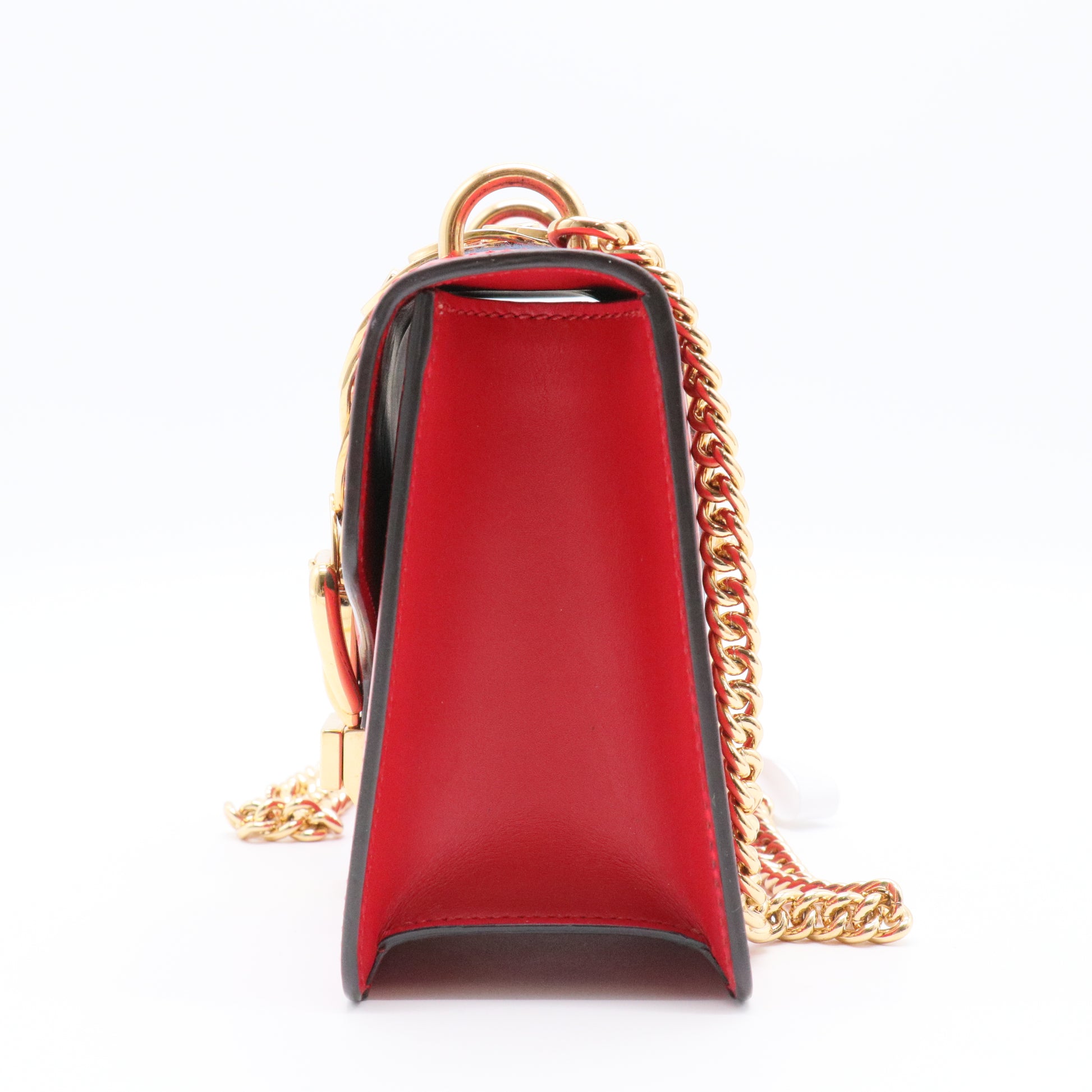 Red Leather Vintage Web Mini Sylvie Chain Shoulder Bag