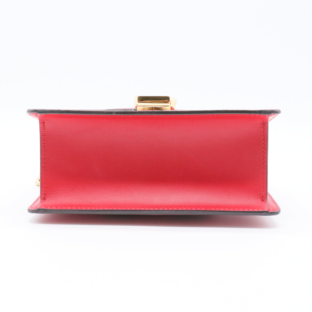 Red Leather Vintage Web Mini Sylvie Chain Shoulder Bag
