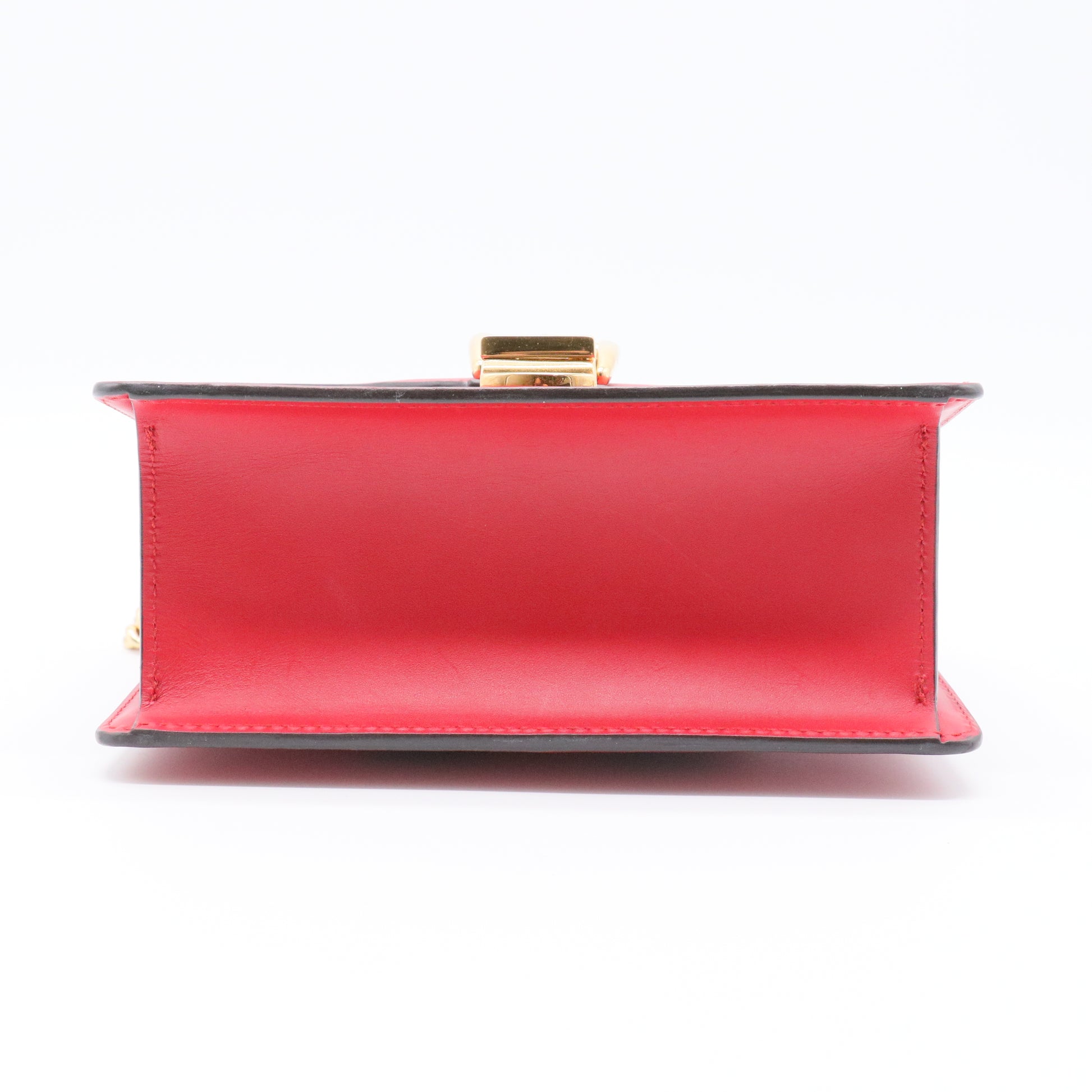 Red Leather Vintage Web Mini Sylvie Chain Shoulder Bag