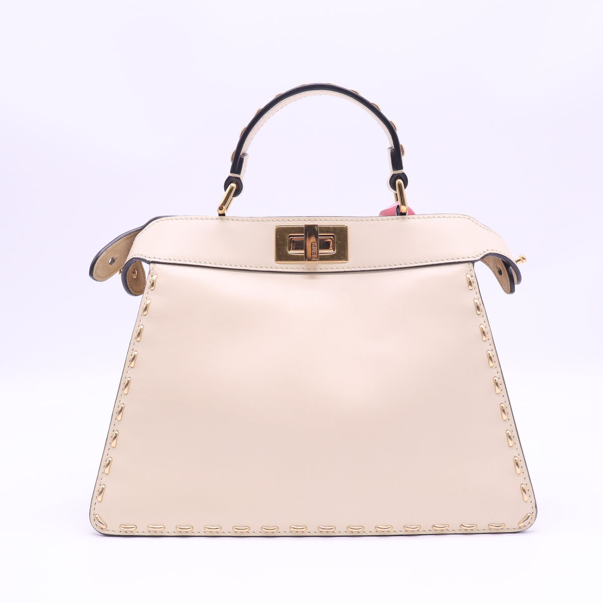 Fendi Peekaboo ISeeU Bag with Metal Whipstitch Trim Camelia twins LDJ6489
