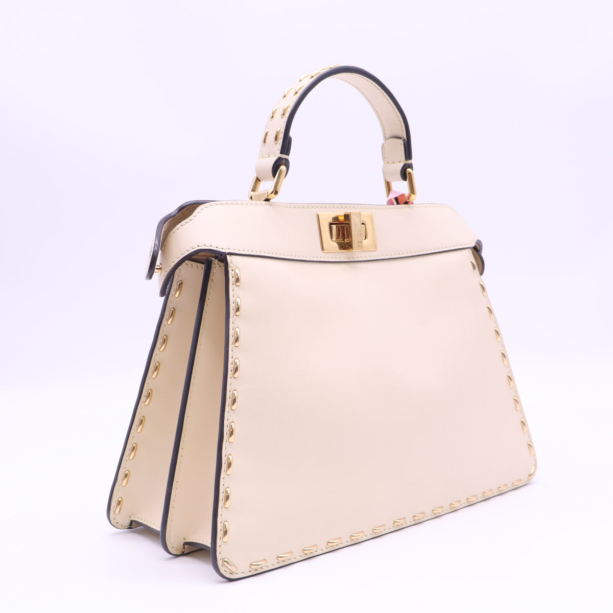 Fendi Peekaboo ISeeU Bag with Metal Whipstitch Trim Camelia twins LDJ6489