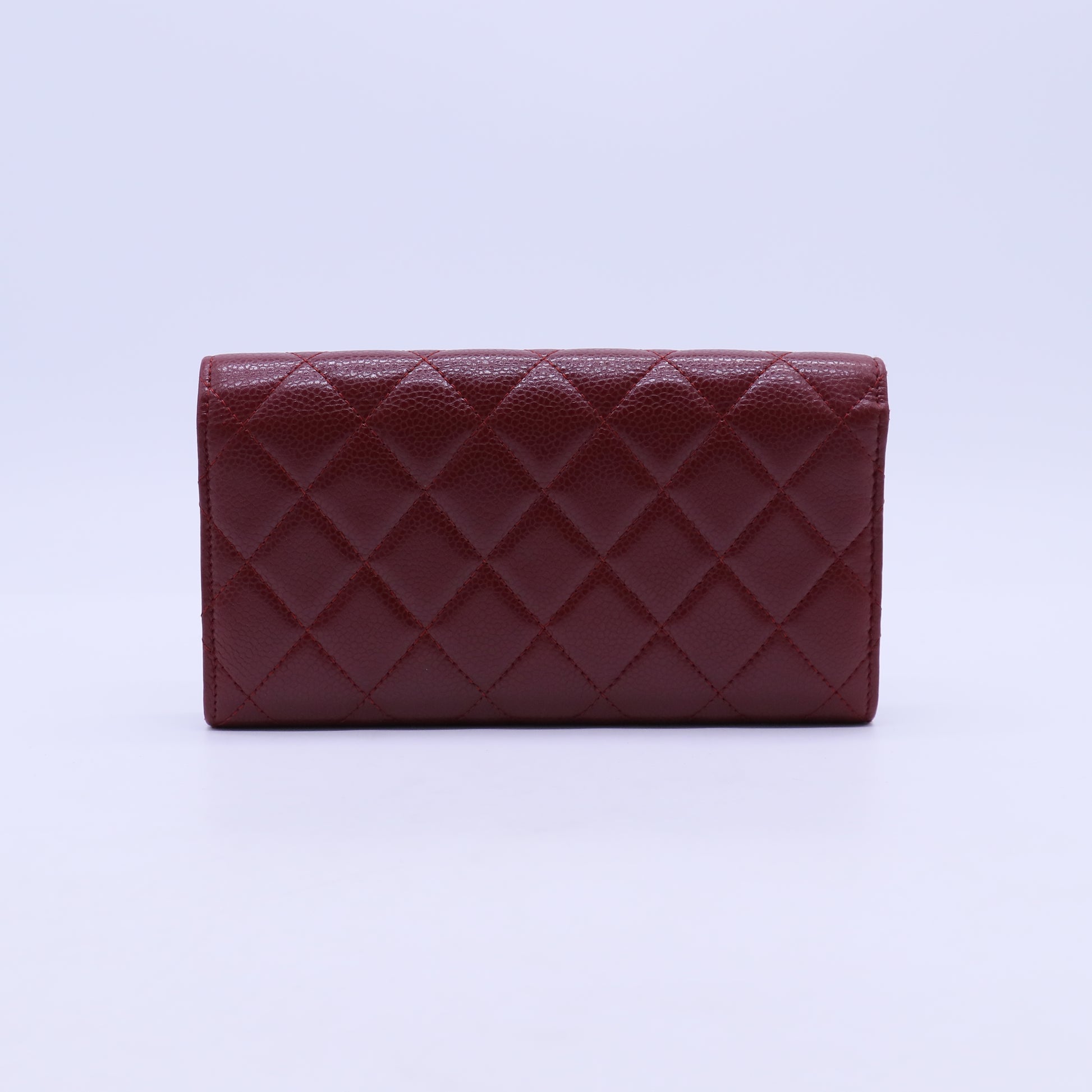 Chanel Red Quilted Caviar Leather L Flap Gusset Wallet W20923