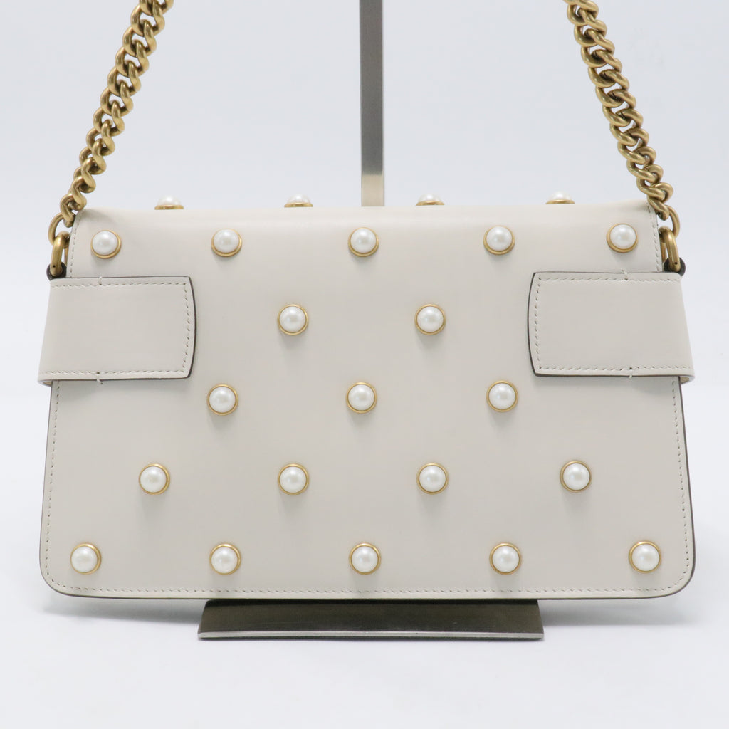 White Broadway Pearly Bee Shoulder Bag