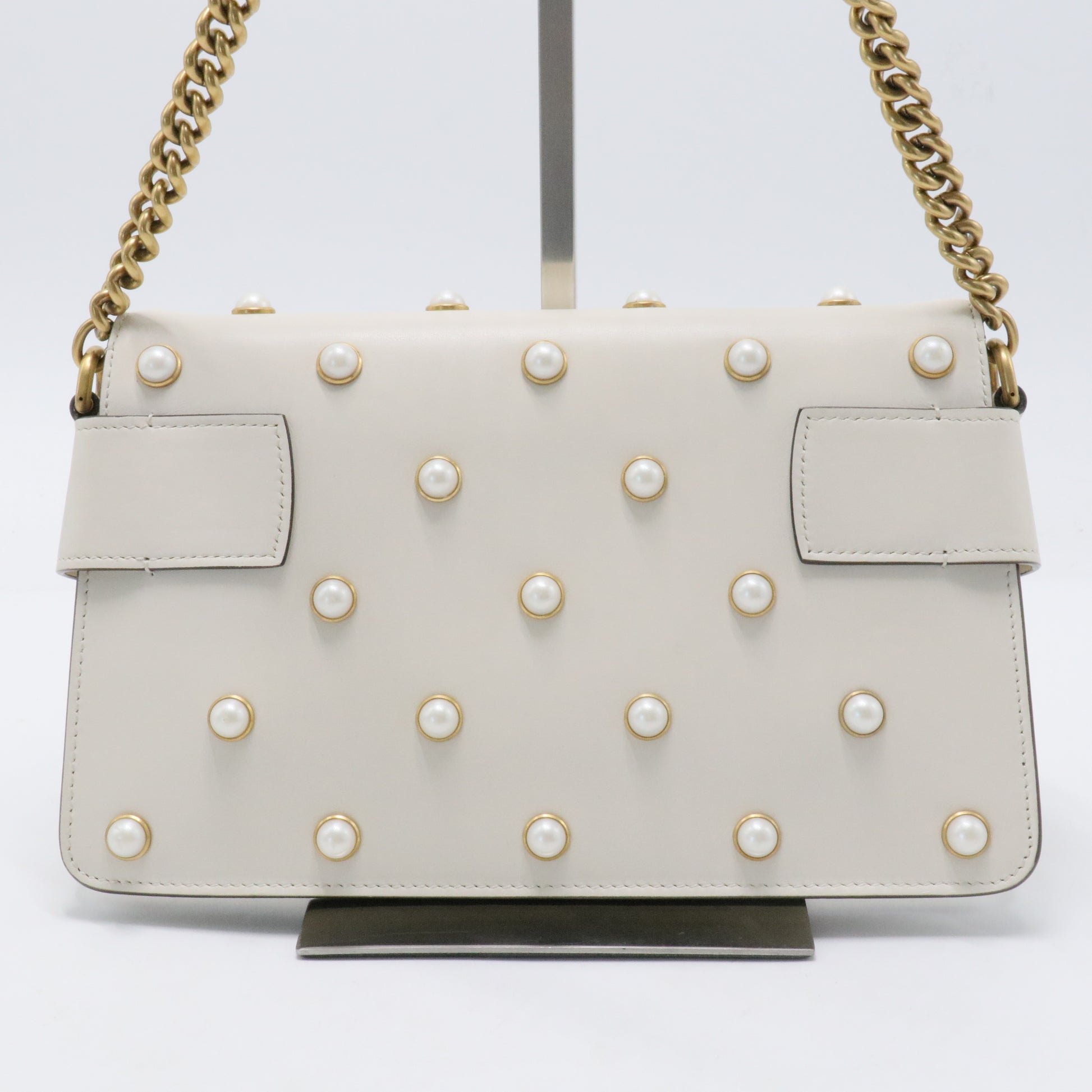 White Broadway Pearly Bee Shoulder Bag