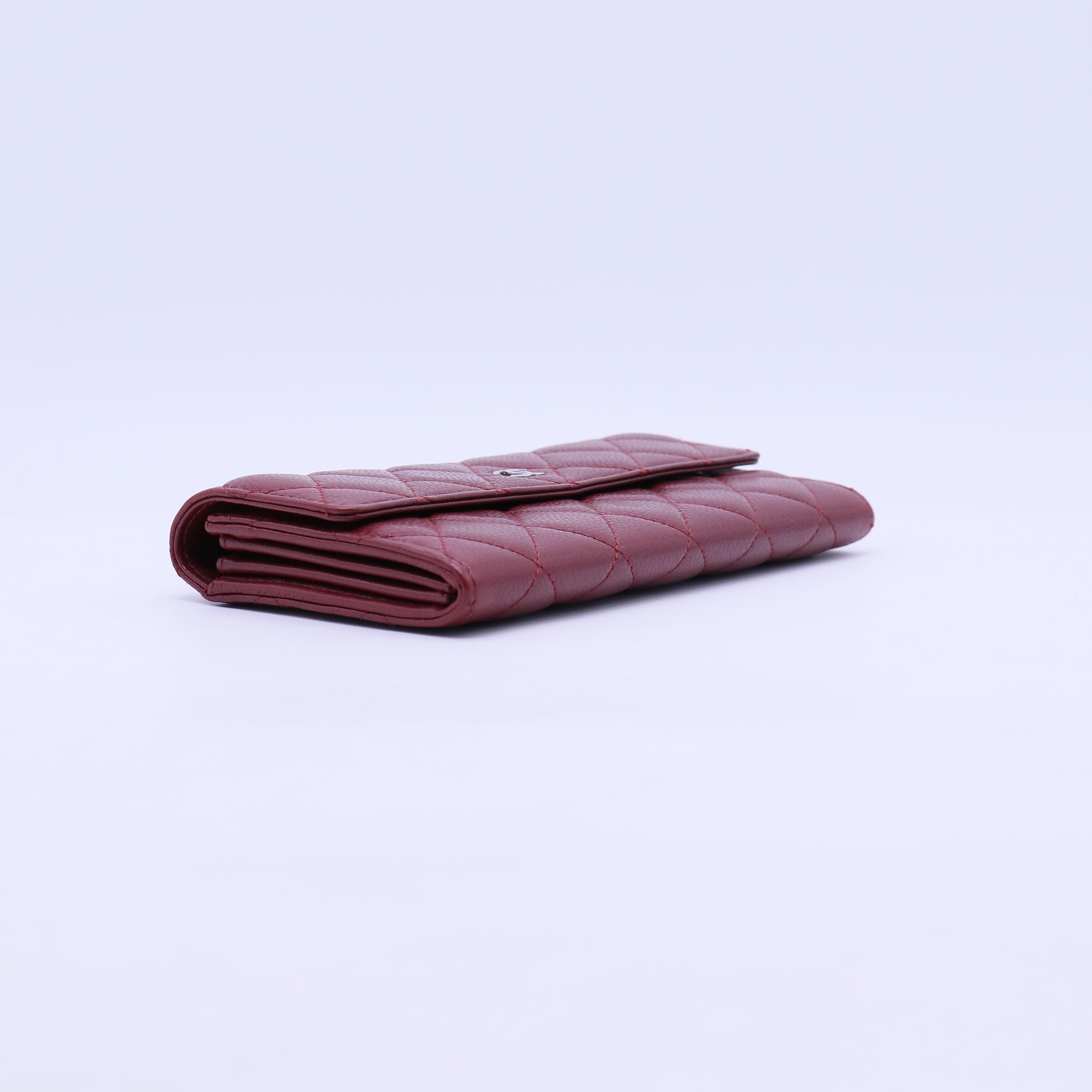 Chanel Red Quilted Caviar Leather L Flap Gusset Wallet W20923