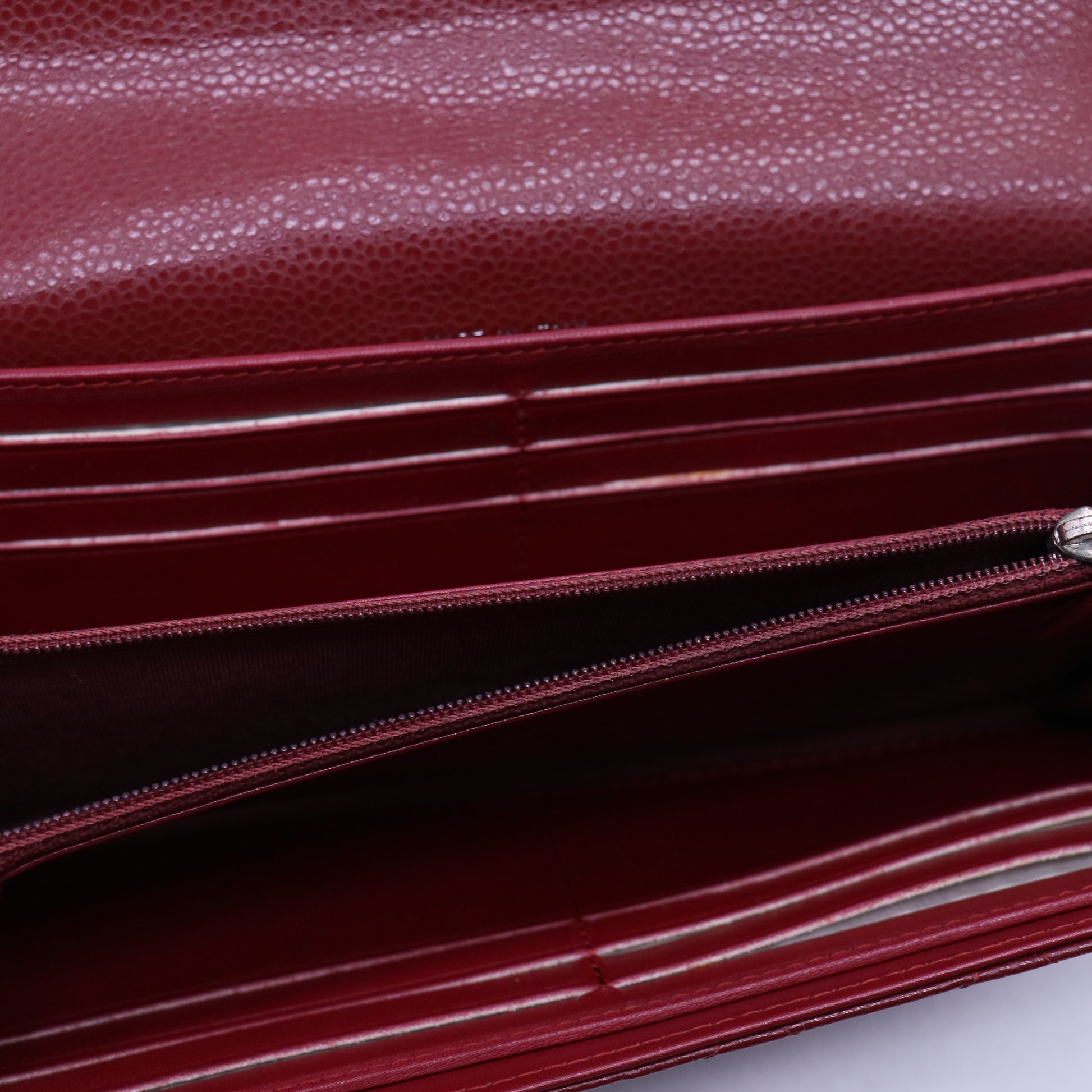 Chanel Red Quilted Caviar Leather L Flap Gusset Wallet W20923