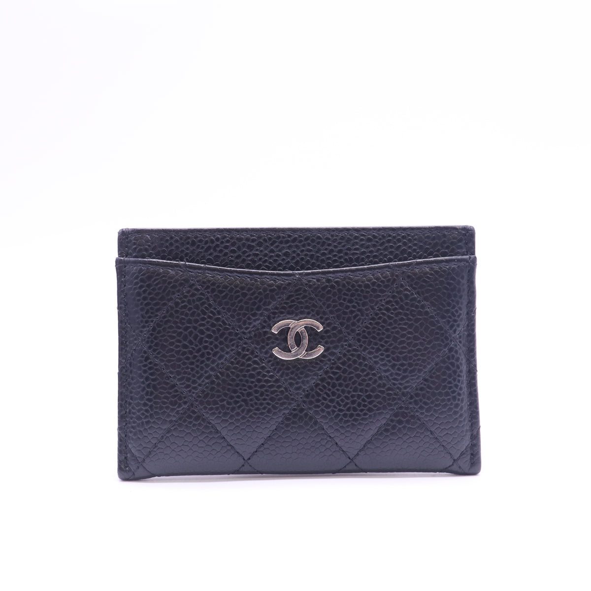 Chanel Classic Card Holder Grained Calfskin Silver Hardware Black twins LDJ6391