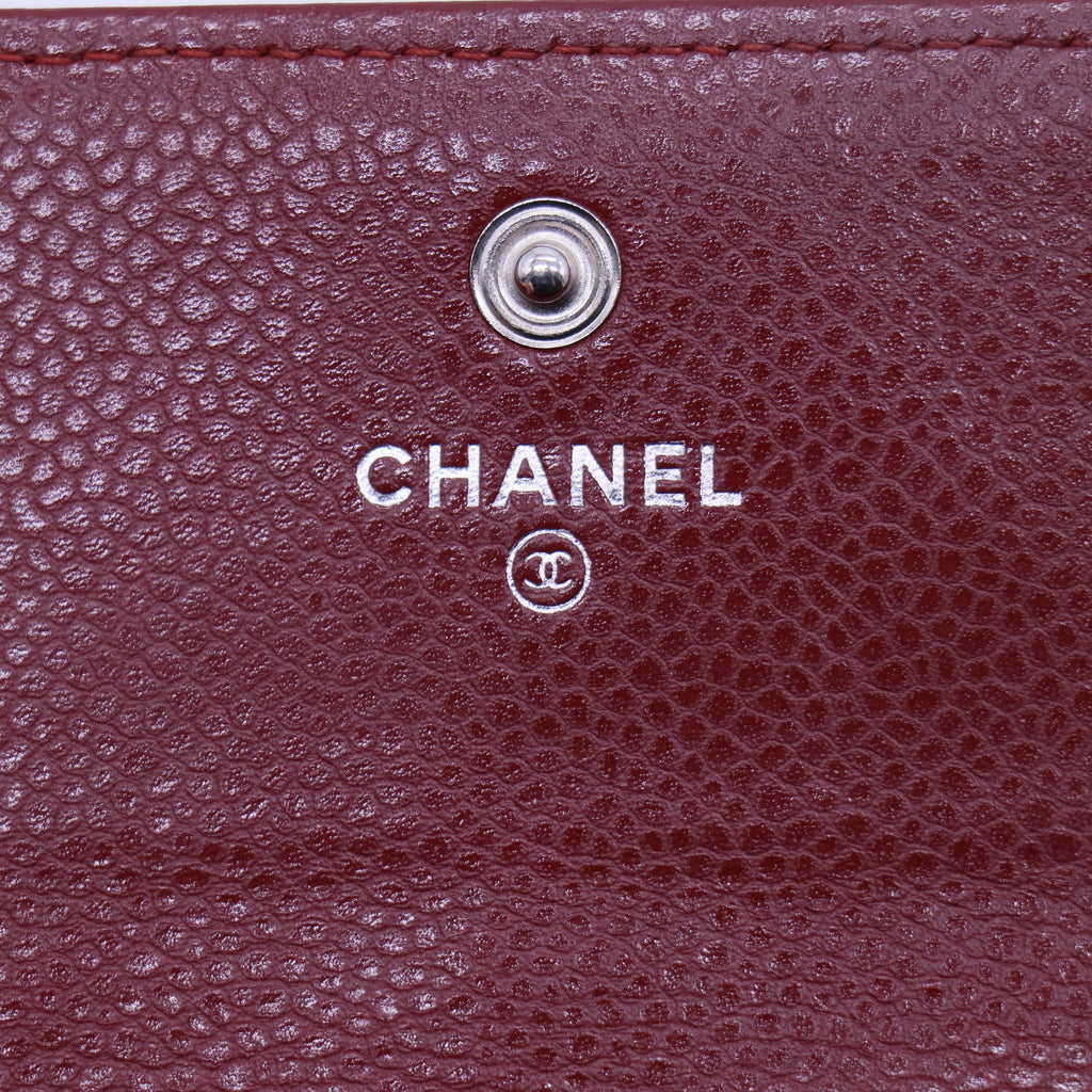 Chanel Red Quilted Caviar Leather L Flap Gusset Wallet W20923