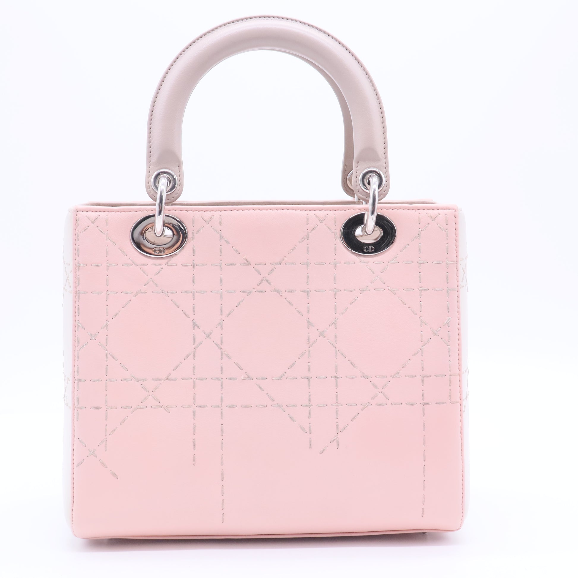 Rosa Mittel Bicolor Lammleder Macrocannage Genäht Lady Dior Pink B12237