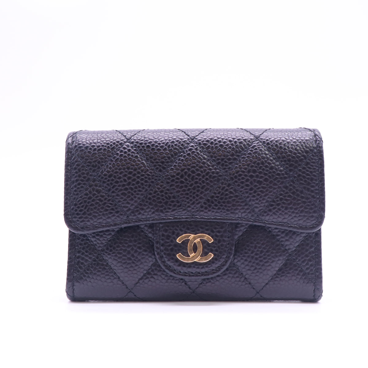 Chanel Classic Flap Wallet Grained Calfskin Gold Hardware Black twins LDJ6392