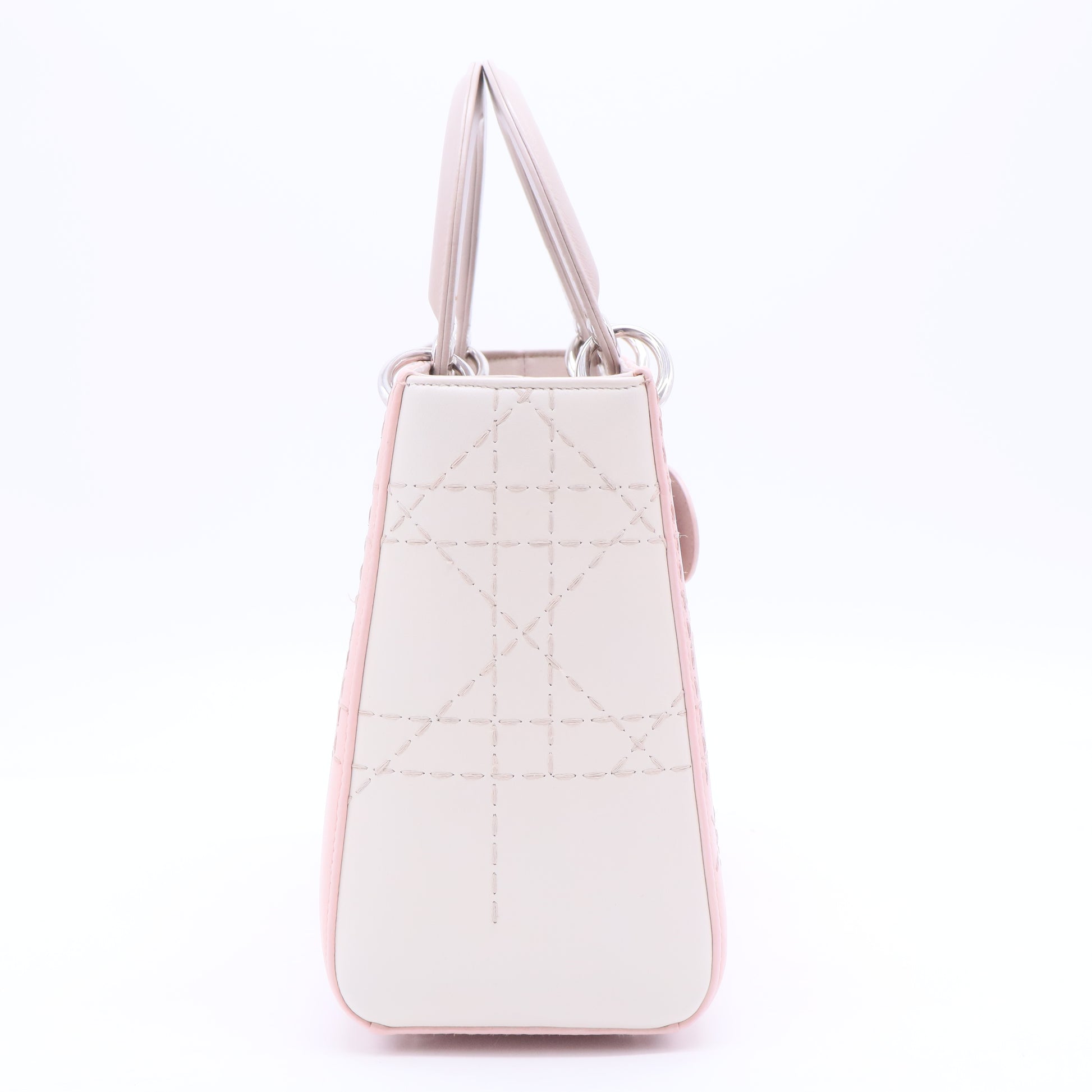 Rosa Mittel Bicolor Lammleder Macrocannage Genäht Lady Dior Pink B12237