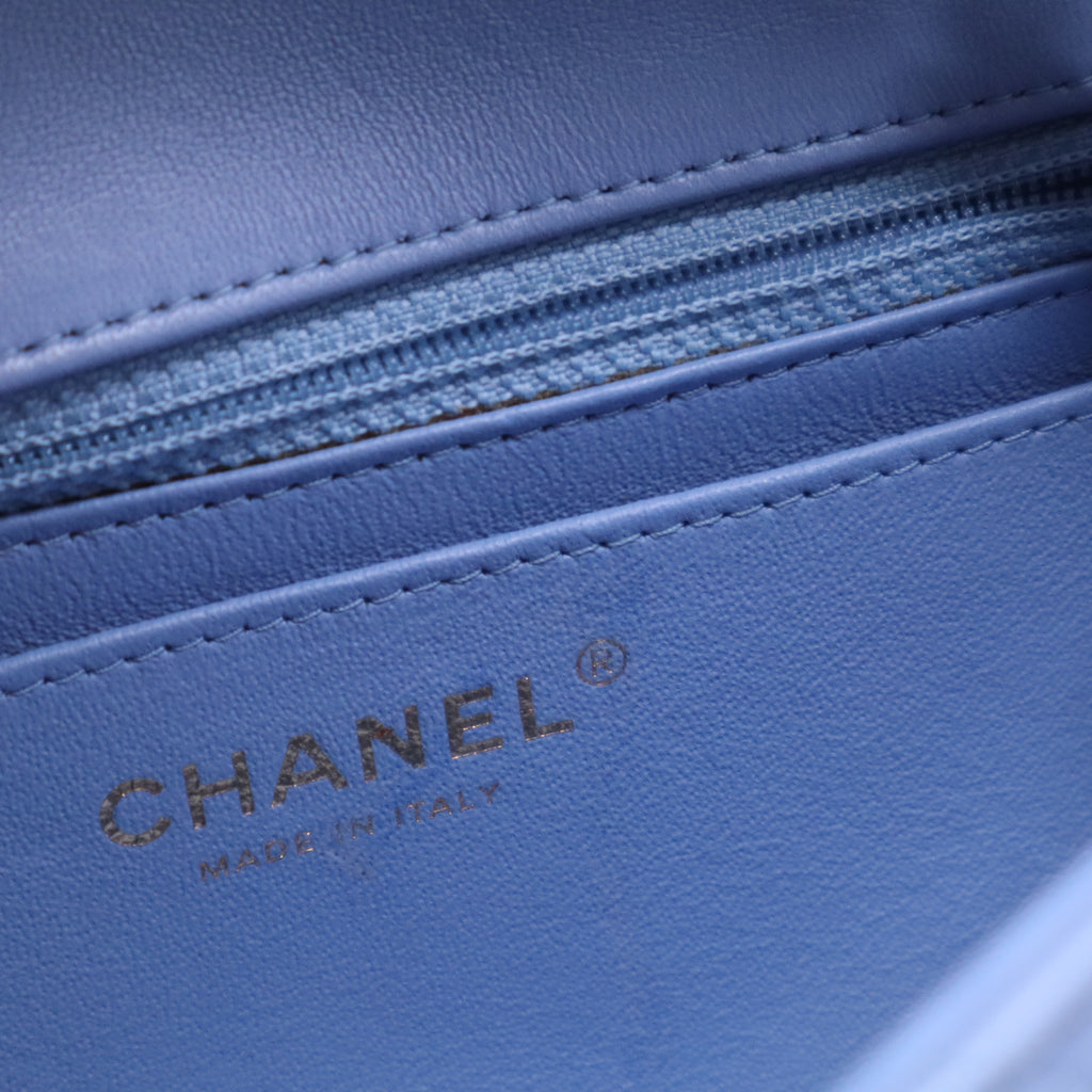 Lambskin Quilted Mini Rectangular Flap Light Blue B20775