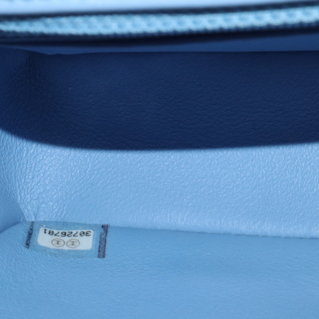Lambskin Quilted Mini Rectangular Flap Light Blue B20775