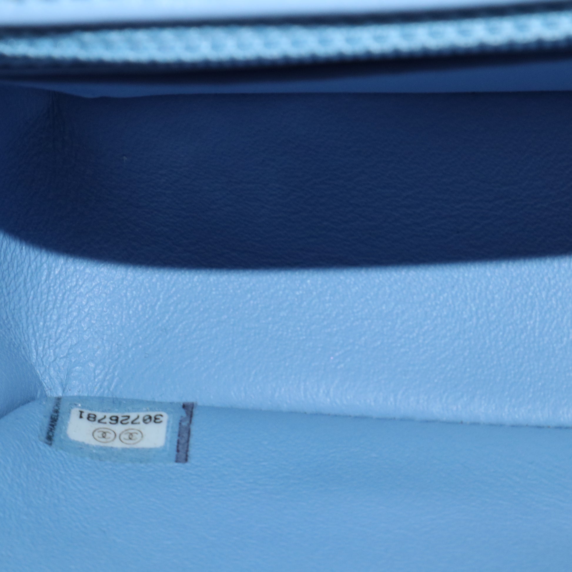 Lambskin Quilted Mini Rectangular Flap Light Blue B20775