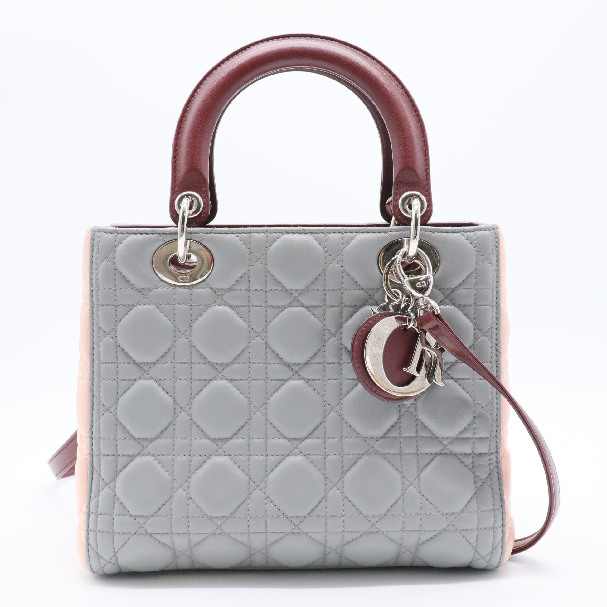 Tri-colour Medium Lady Dior Cannage Bag in Quilted Grained Lambskin