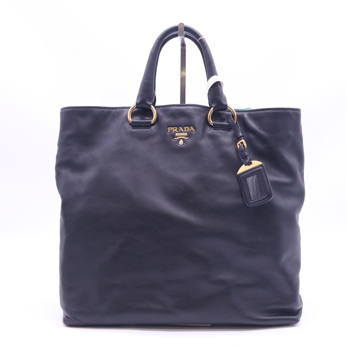 Prada Vitello Daino Leather Tote Bag Nero twins B24451