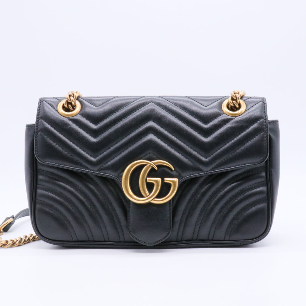 Black Quilted Leather Marmont Small Matelasse Shoulder Bag