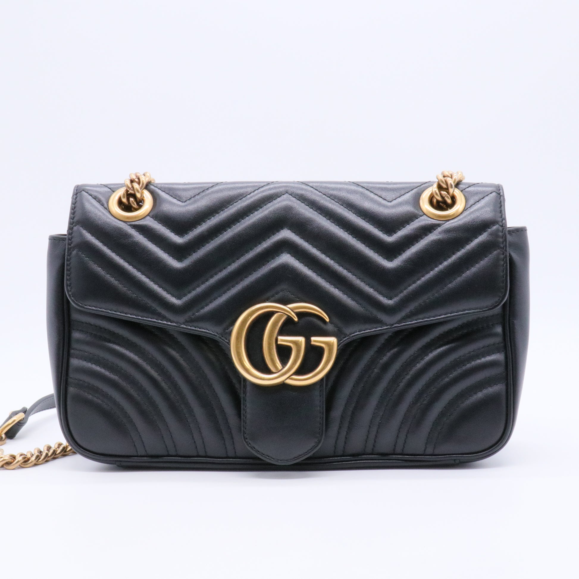 Black Quilted Leather Marmont Small Matelasse Shoulder Bag