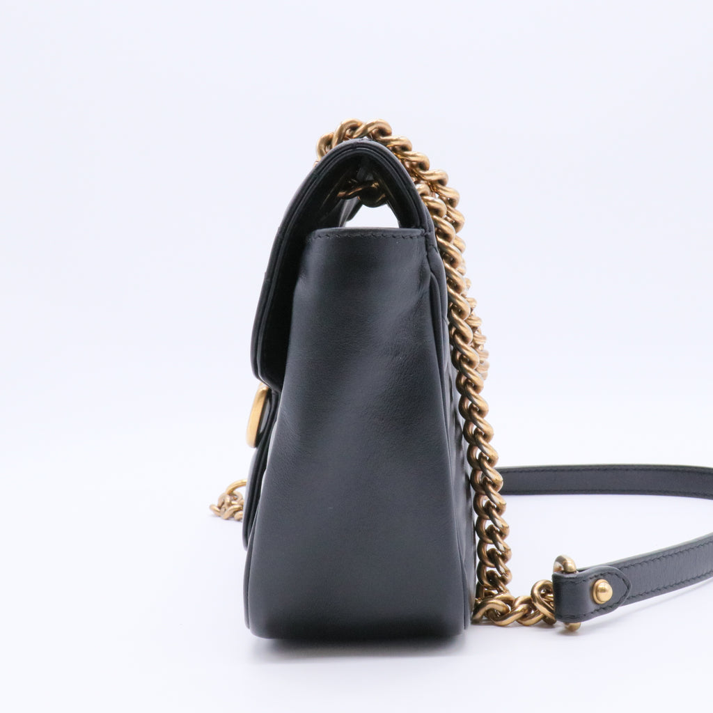 Black Quilted Leather Marmont Small Matelasse Shoulder Bag