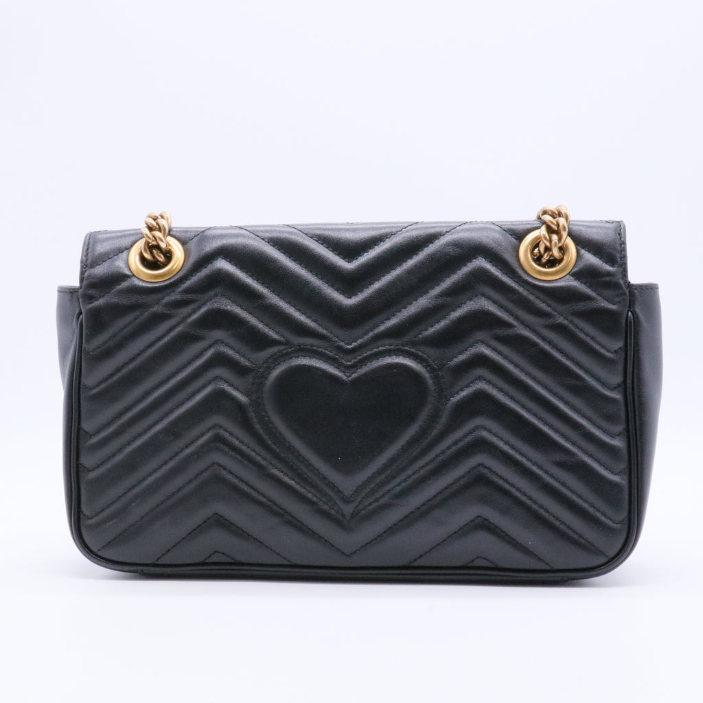 Black Quilted Leather Marmont Small Matelasse Shoulder Bag