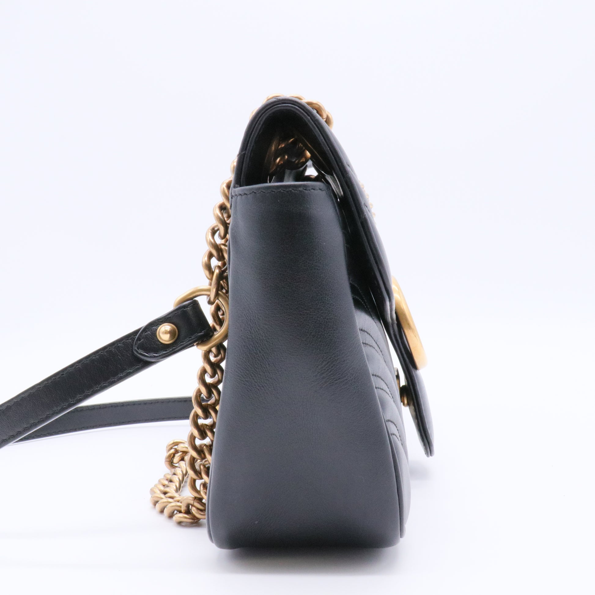 Black Quilted Leather Marmont Small Matelasse Shoulder Bag