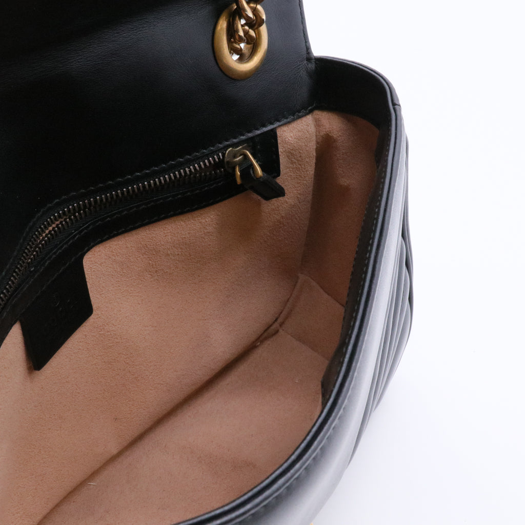 Black Quilted Leather Marmont Small Matelasse Shoulder Bag