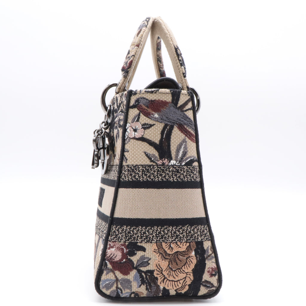 Canvas Embroidered Jardin D'Hiver Medium Lady D-Lite Beige twins