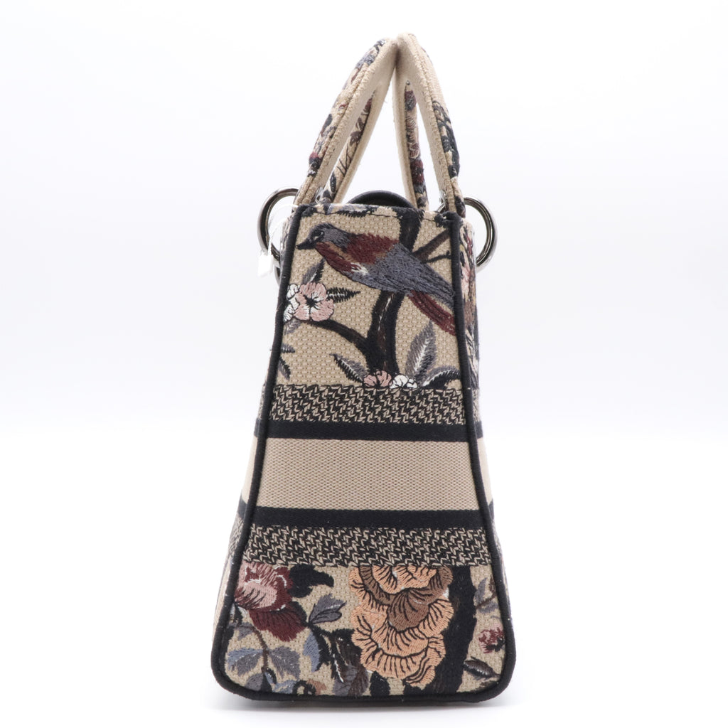 Canvas Embroidered Jardin D'Hiver Medium Lady D-Lite Beige twins