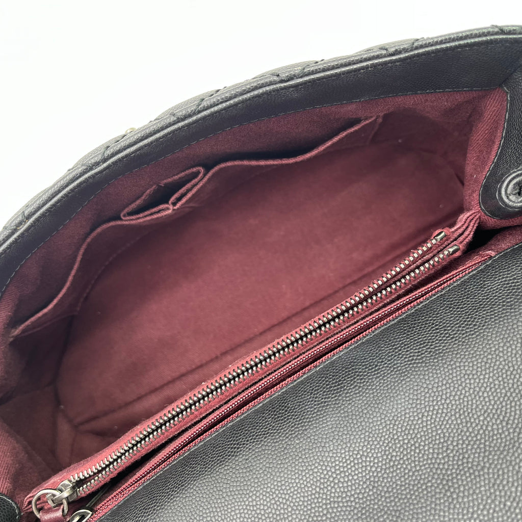Caviar Quilted Medium Coco Handle Flap Black twins
