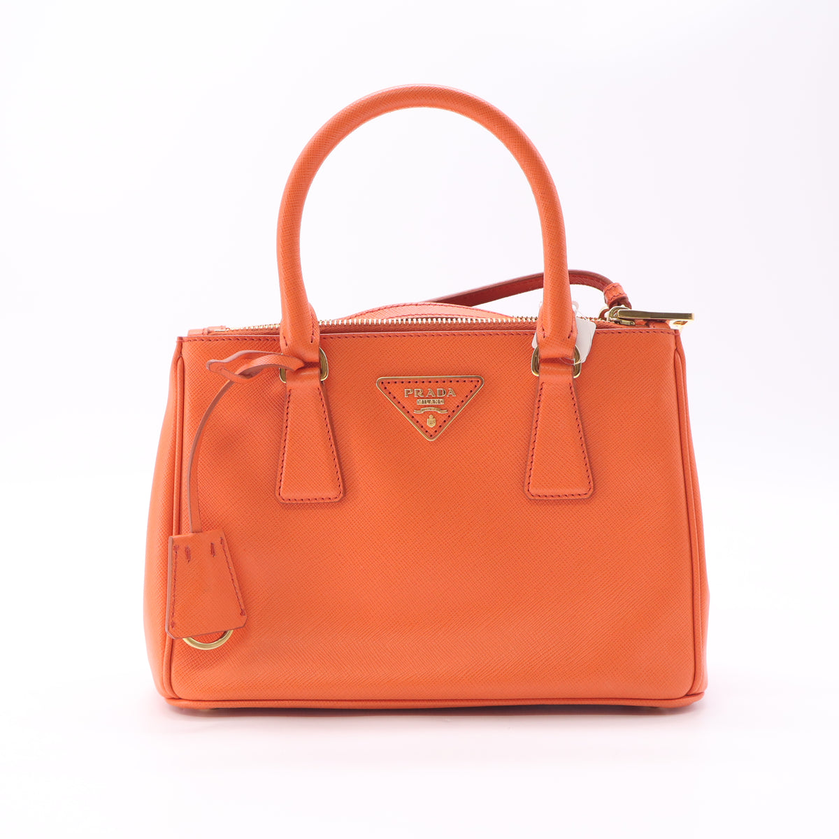 Prada Saffiano Lux Small Galleria Double Zip Tote Papaya twins LDJ6451