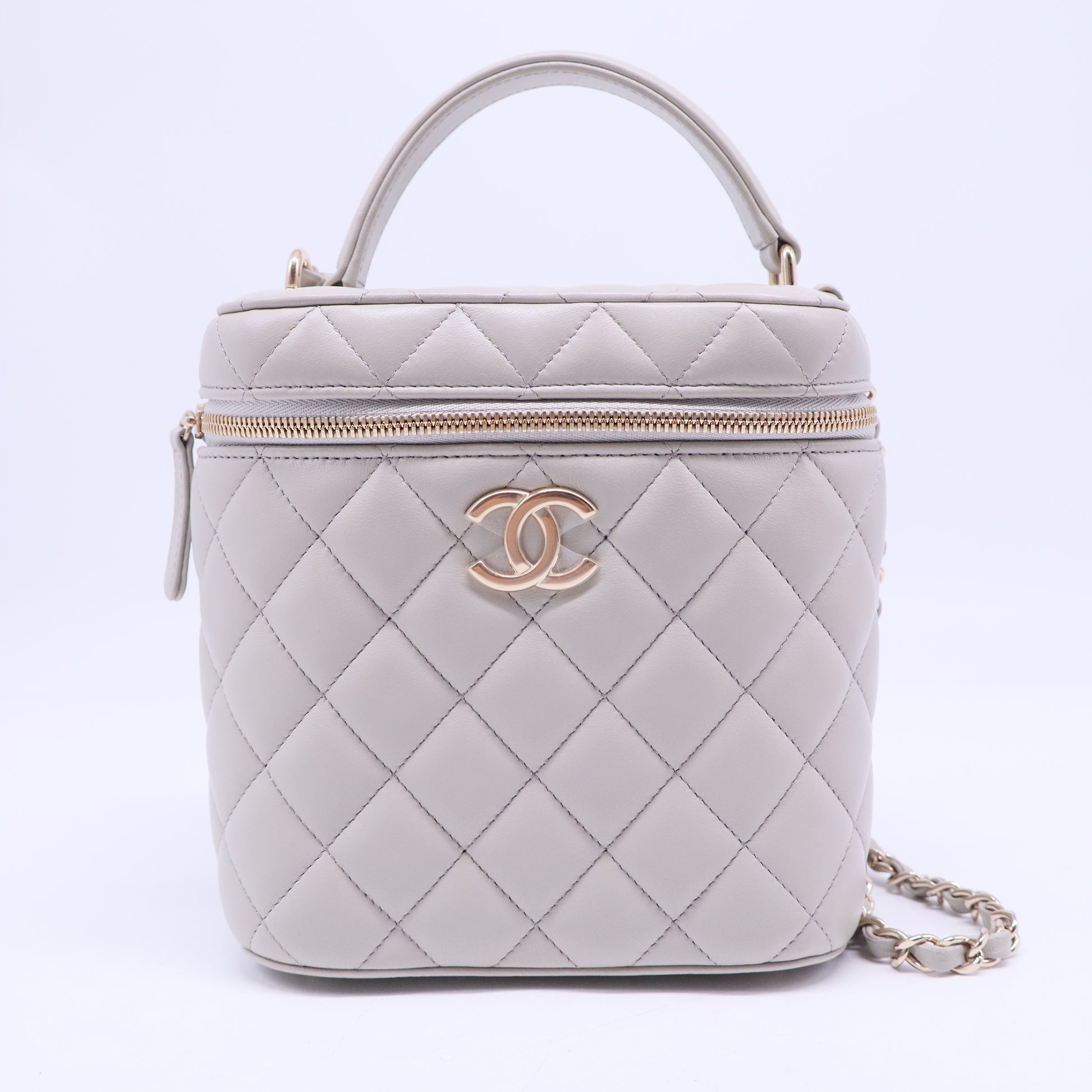 Vanity Case Quilted Leather Top Handle Chain Bag B20710