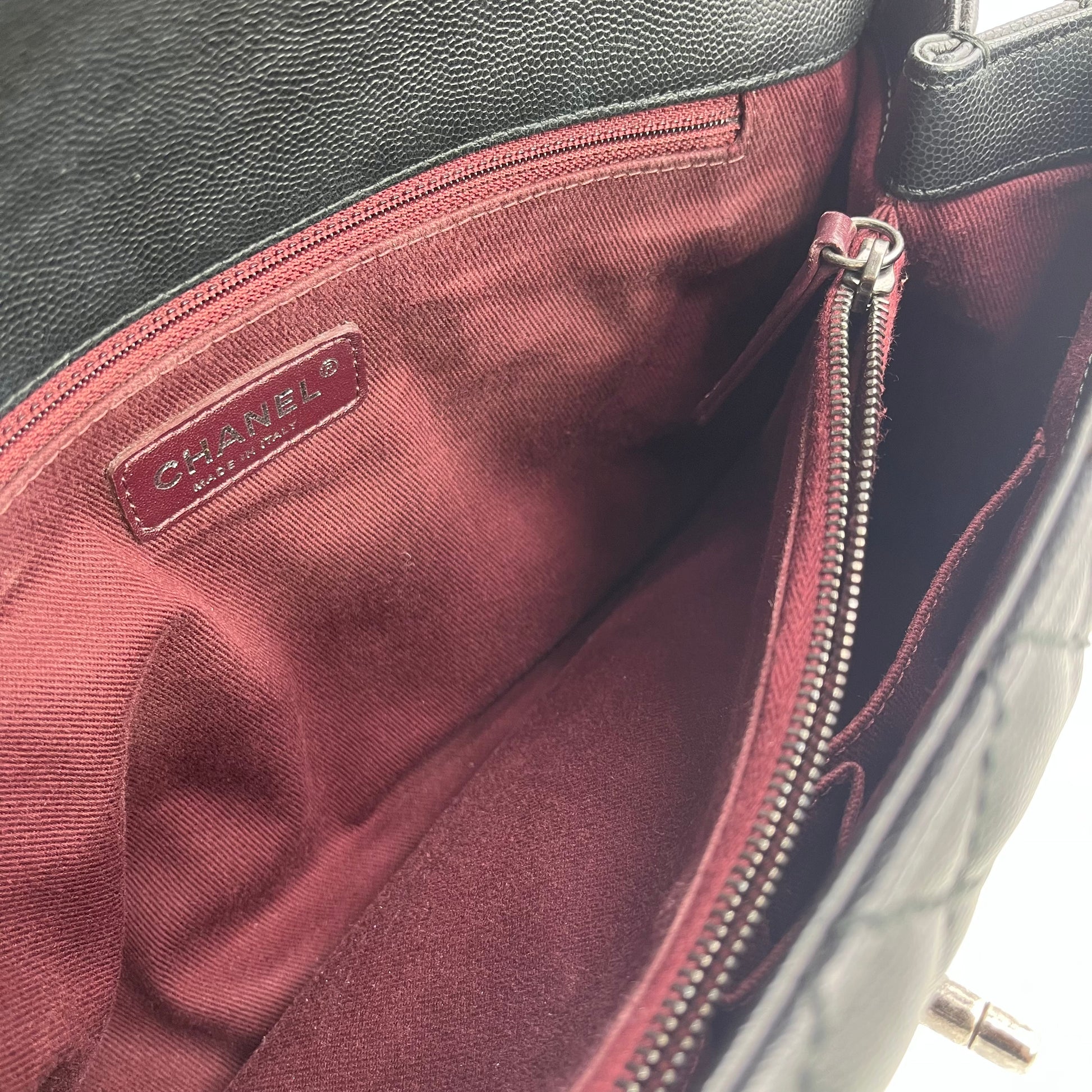 Caviar Quilted Medium Coco Handle Flap Black twins