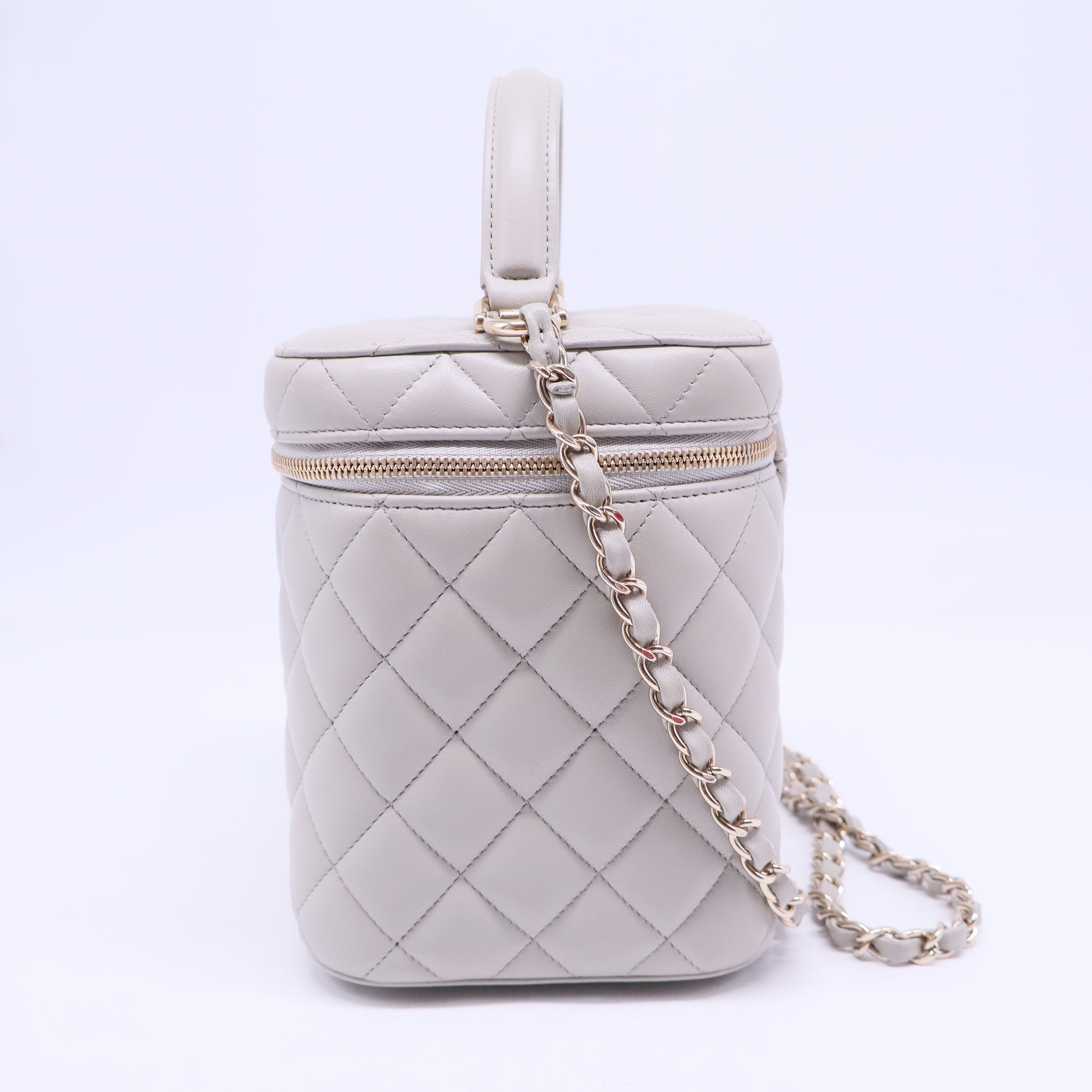 Vanity Case Quilted Leather Top Handle Chain Bag B20710