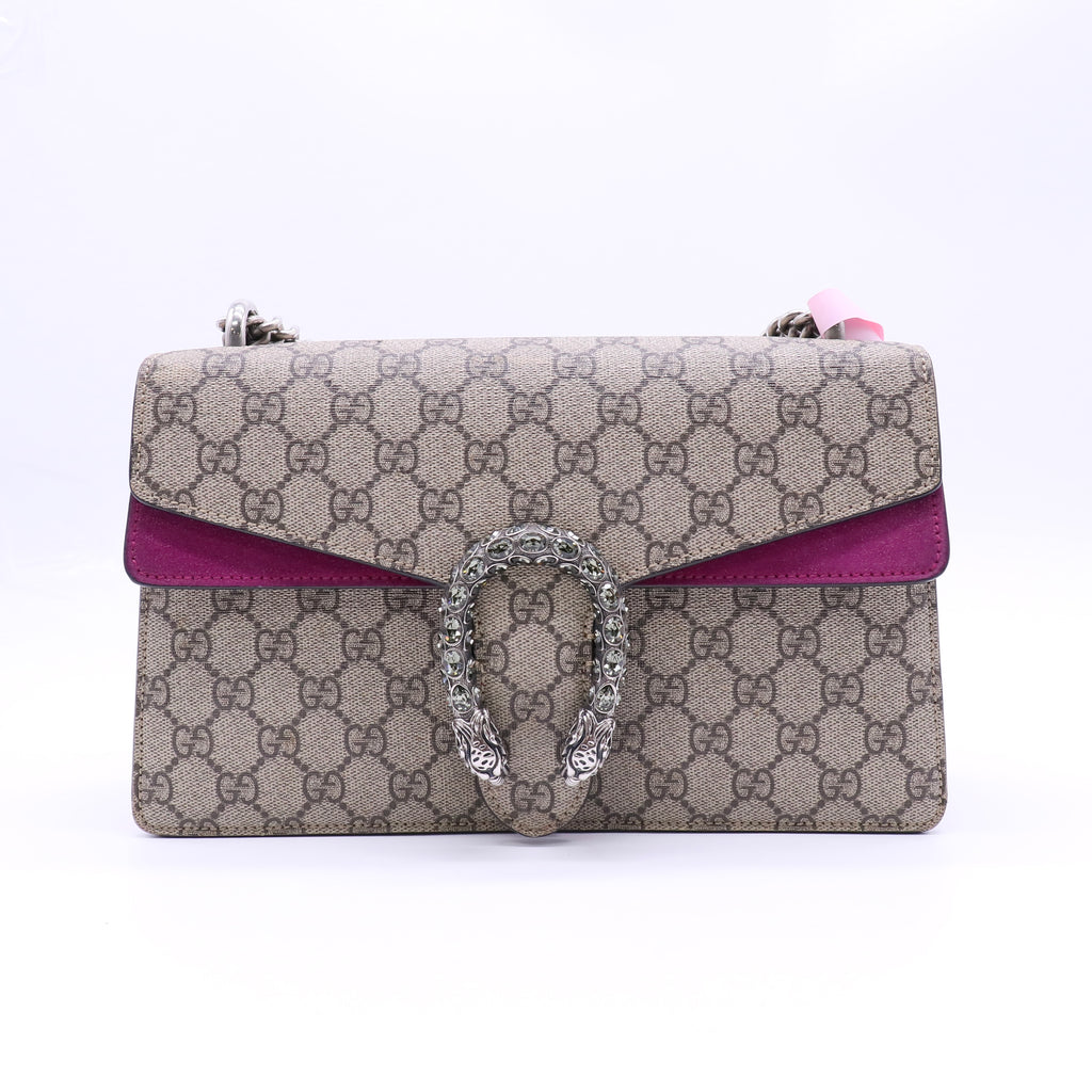 GG Supreme Monogram Suede Crystal Small Dionysus Shoulder Bag  twins LDJ4684