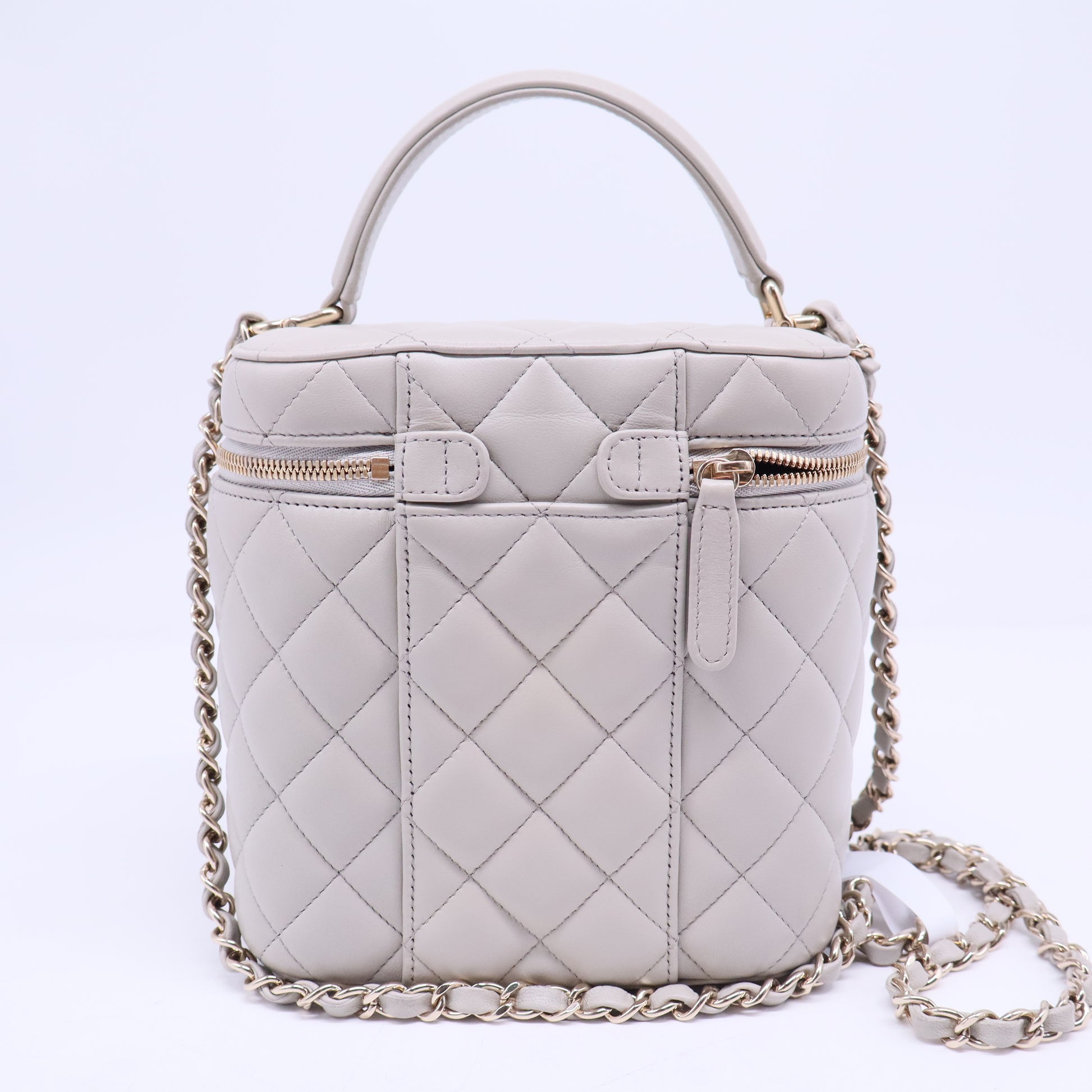 Vanity Case Quilted Leather Top Handle Chain Bag B20710