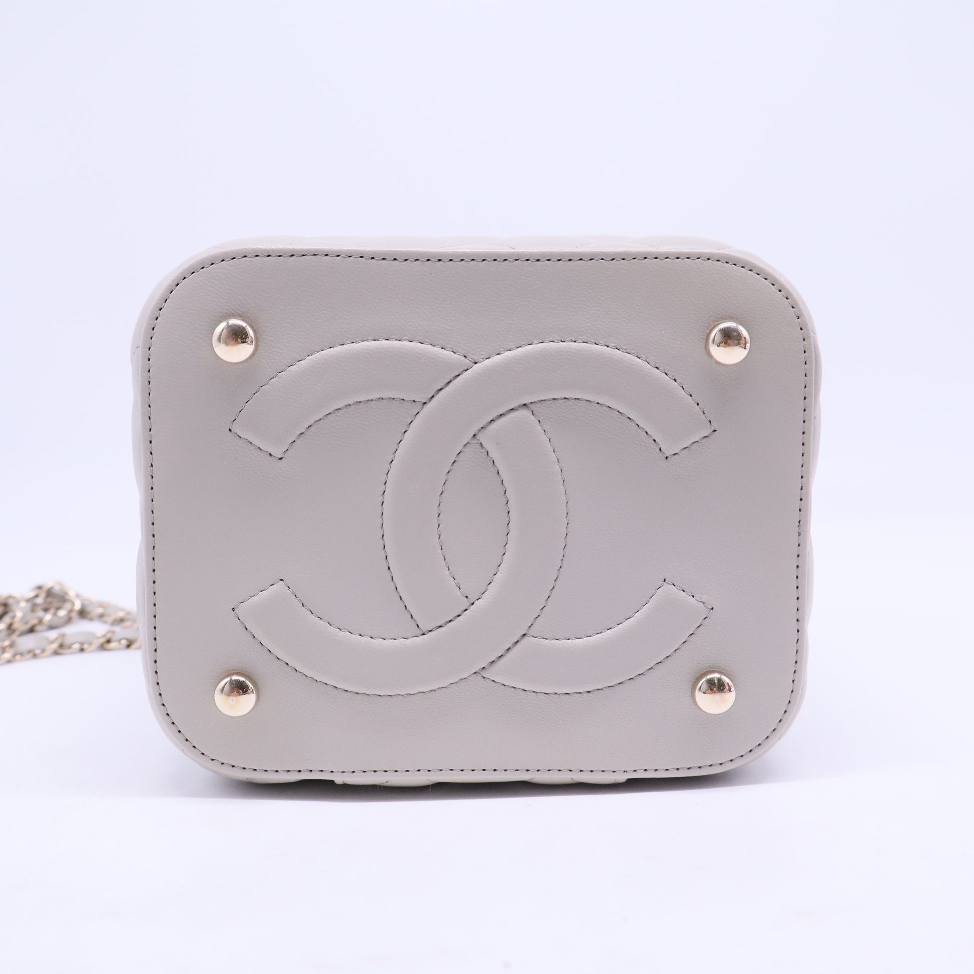 Vanity Case Quilted Leather Top Handle Chain Bag B20710