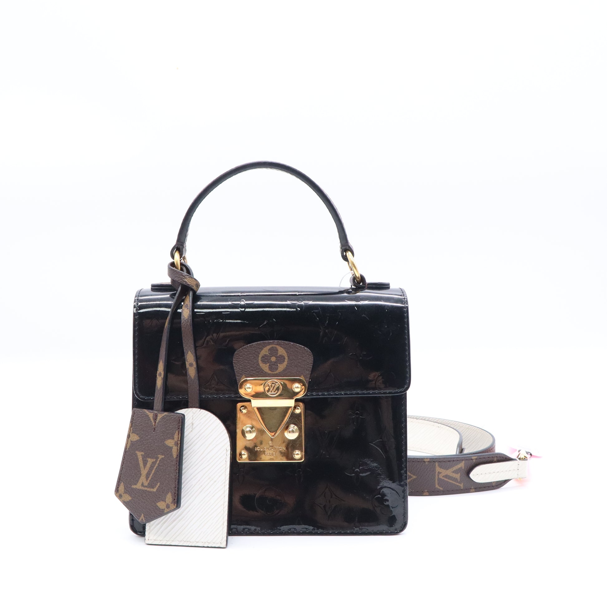 Spring Street NM Handbag Monogram Vernis with Monogram Canvas and Epi Leather Twins LDJ3806