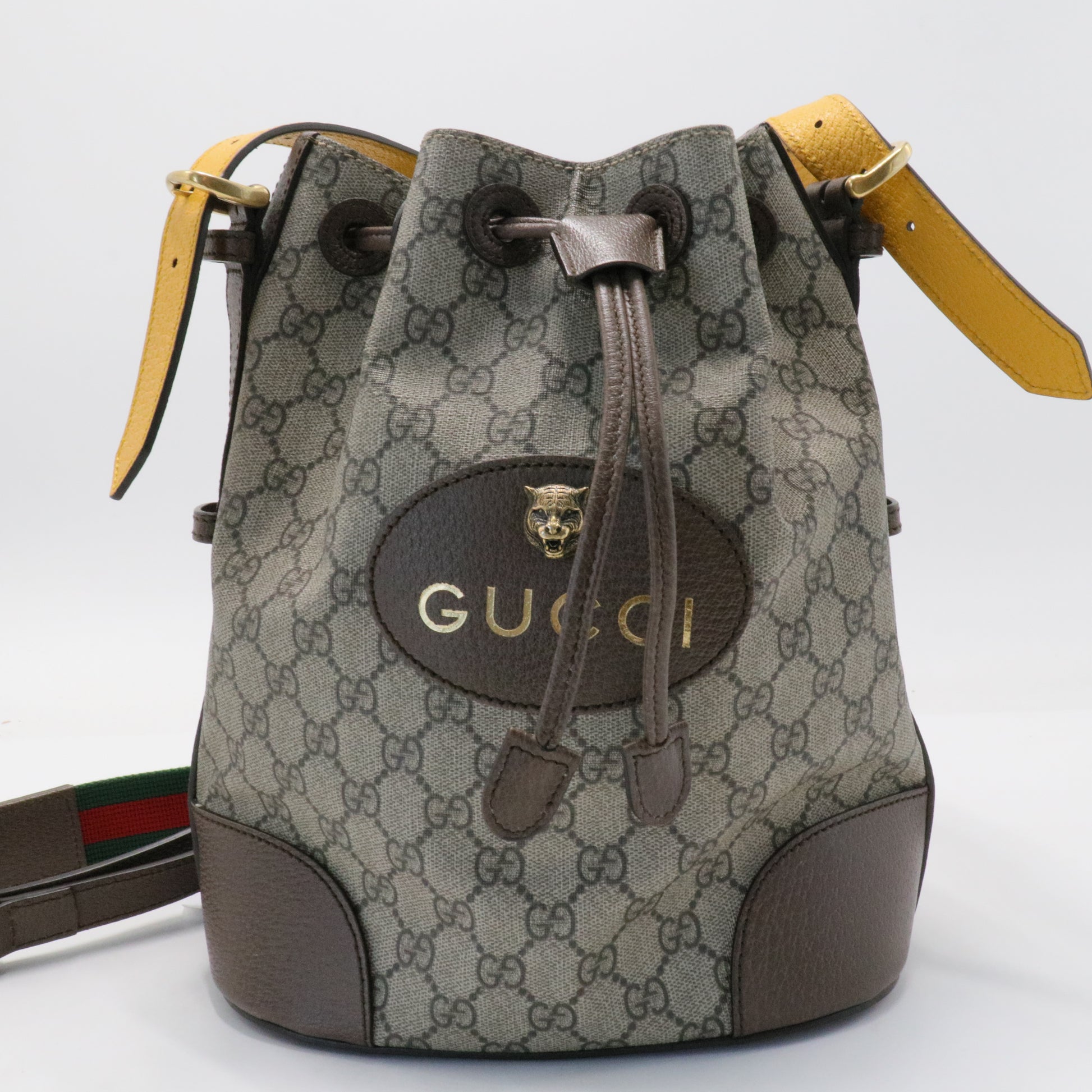 Neo Vintage Drawstring Bucket Backpack GG Coated Canvas  - twins