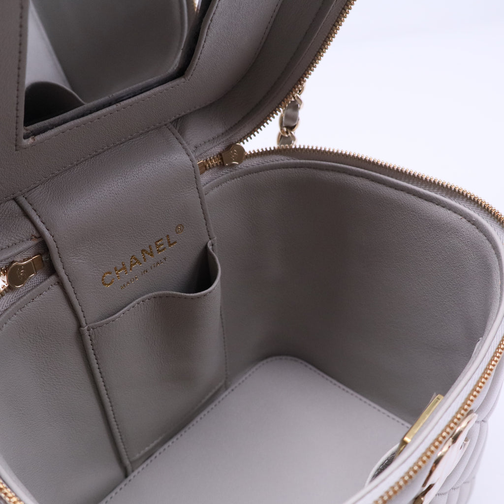 Vanity Case Quilted Leather Top Handle Chain Bag B20710