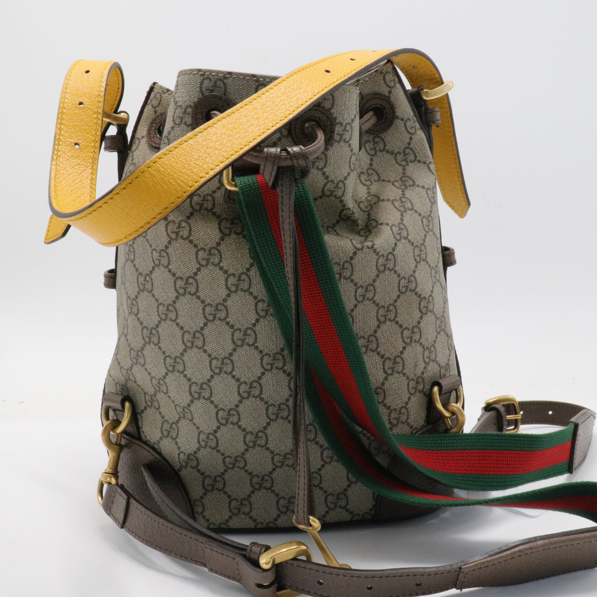 Neo Vintage Drawstring Bucket Backpack GG Coated Canvas  - twins