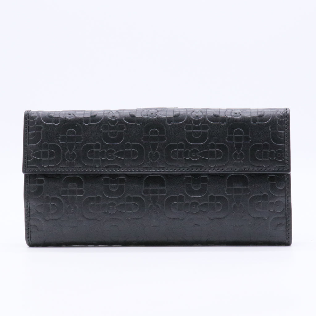 Black Guccissima Leather Continental Flap Wallet twins