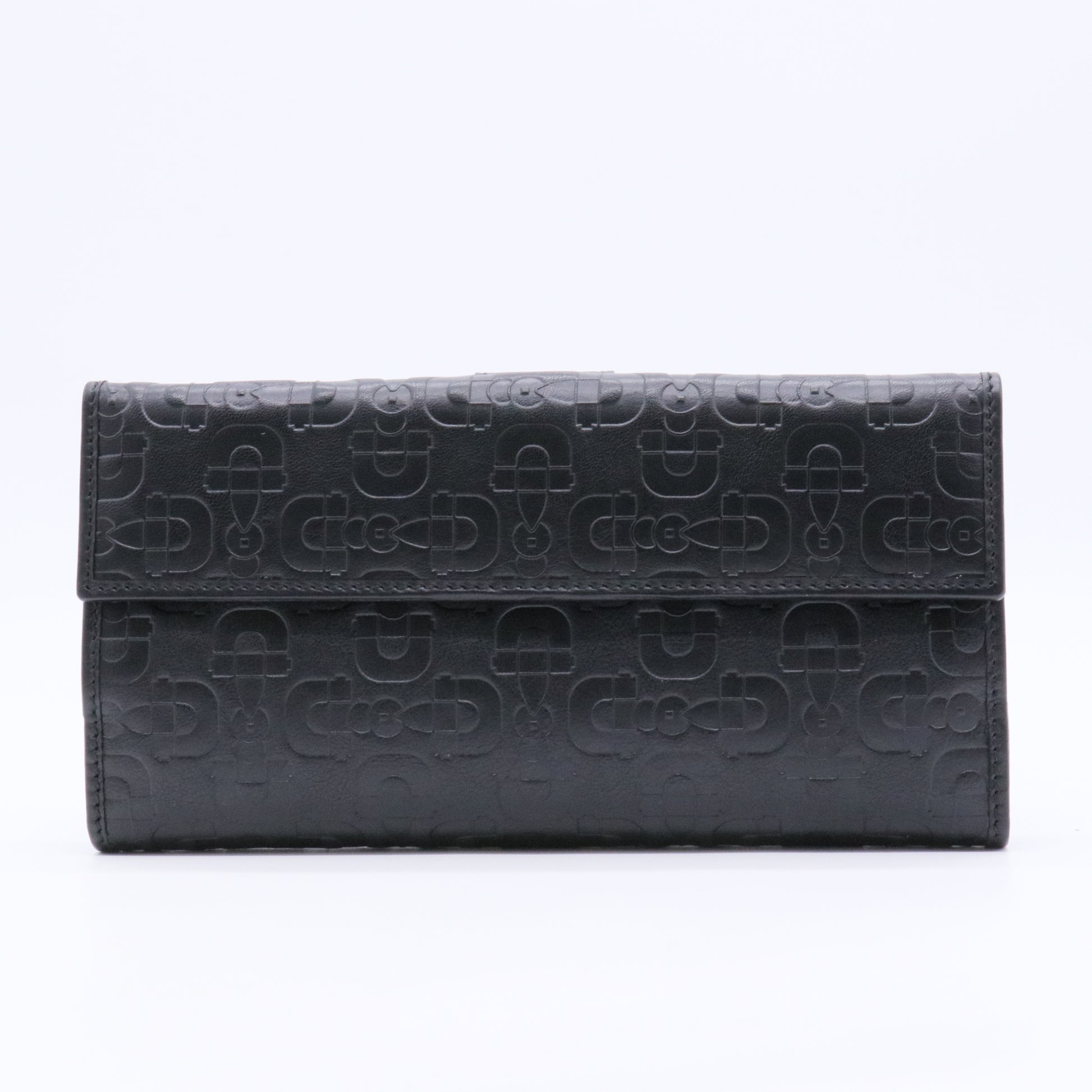 Black Guccissima Leather Continental Flap Wallet twins
