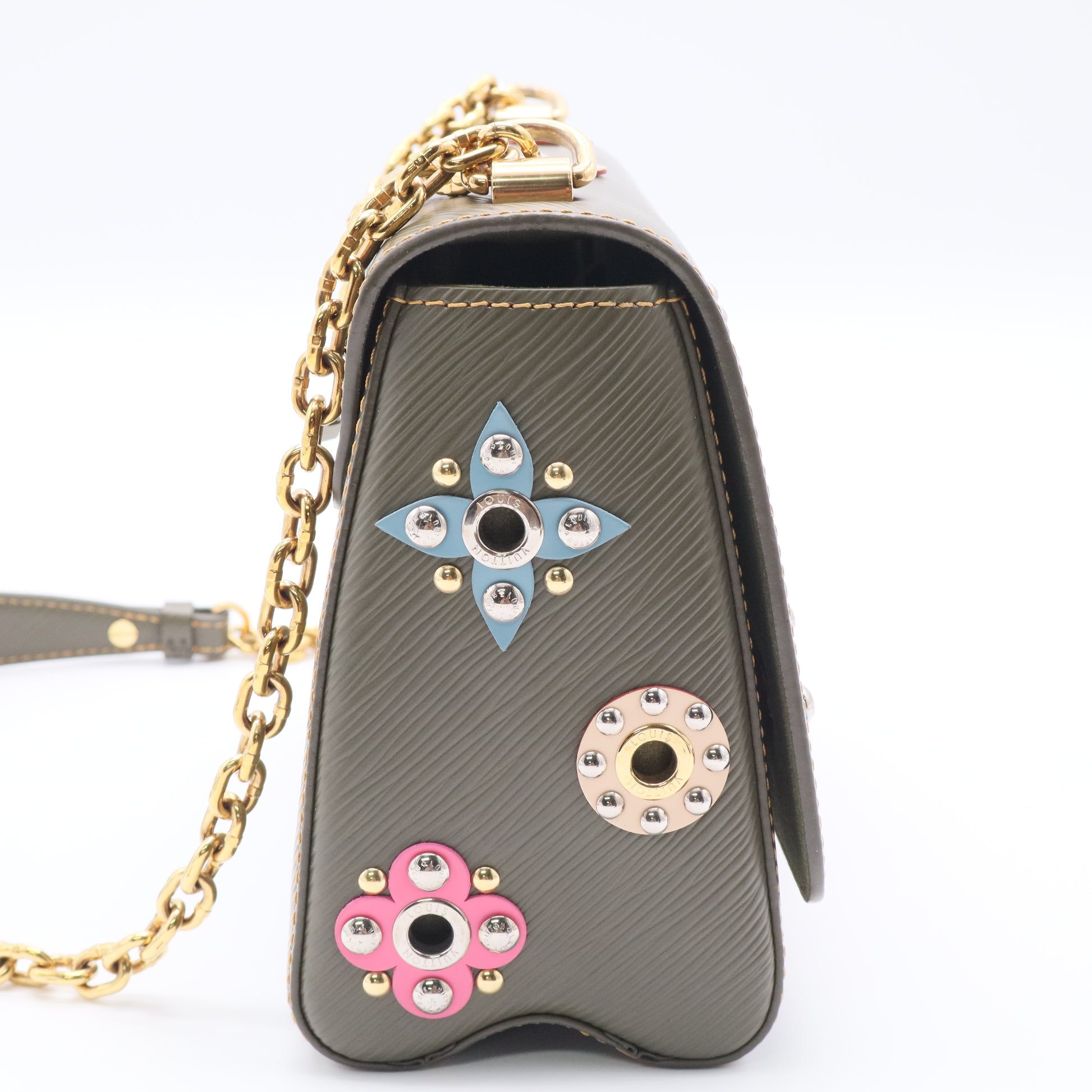 Twist shoulder bag in khaki epi leather Twins