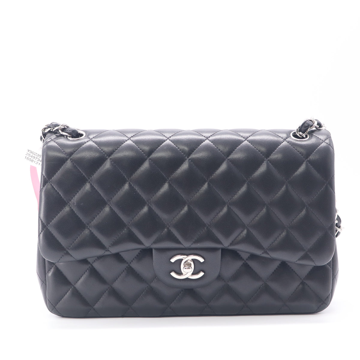 Chanel Lambskin Quilted Jumbo Double Flap Black  twins LDJ6473