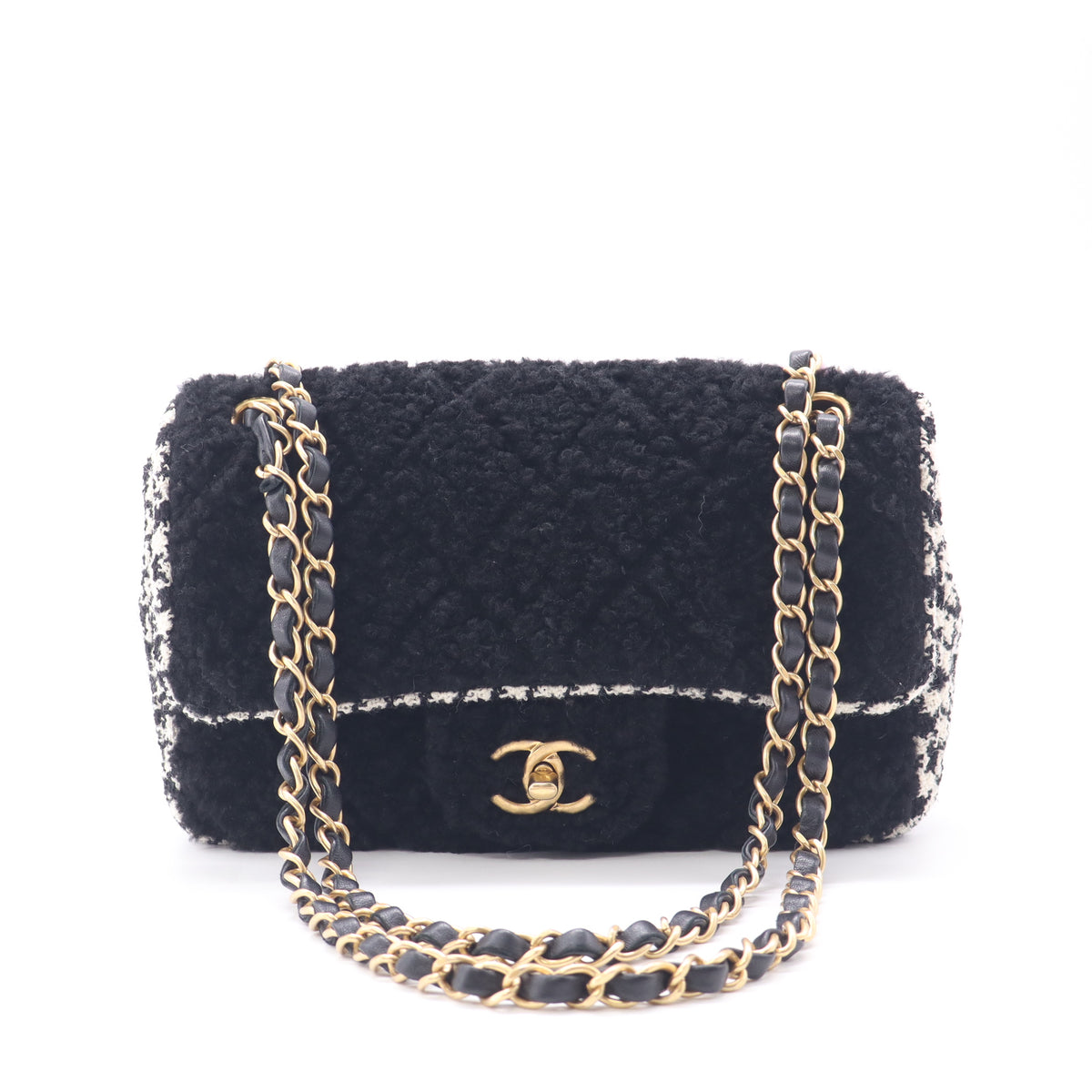 Chanel Classic Shearling Tweed Flap Bag twins LDJ6445