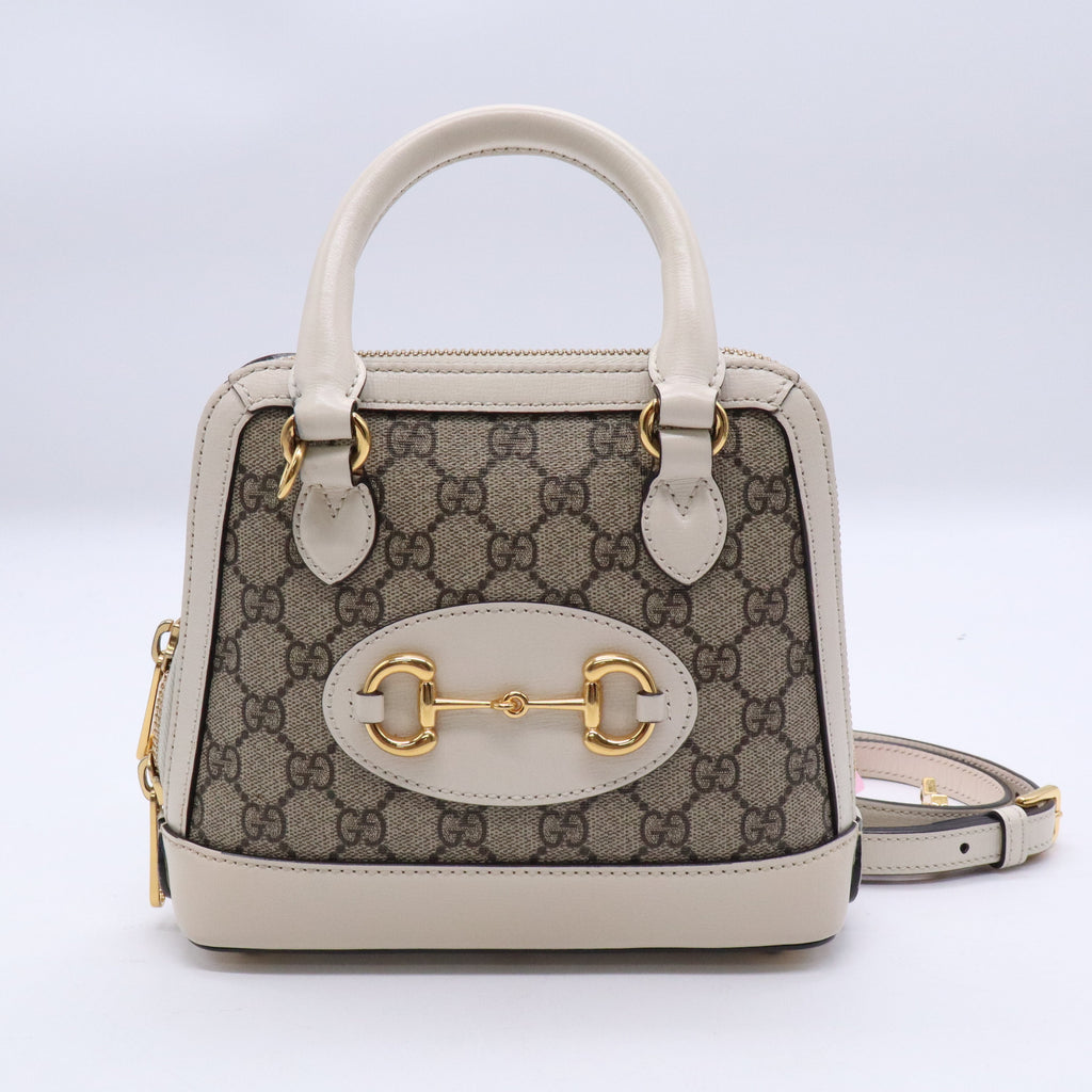 Horsebit 1955 Top Handle Bag GG Coated Canvas with Leather Small Twins LDJ3804