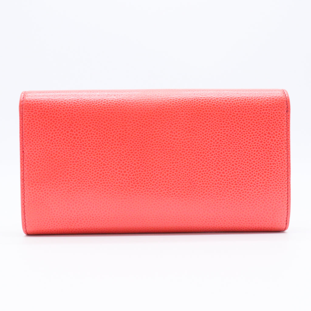 Pink Caviar Leather Long Wallet