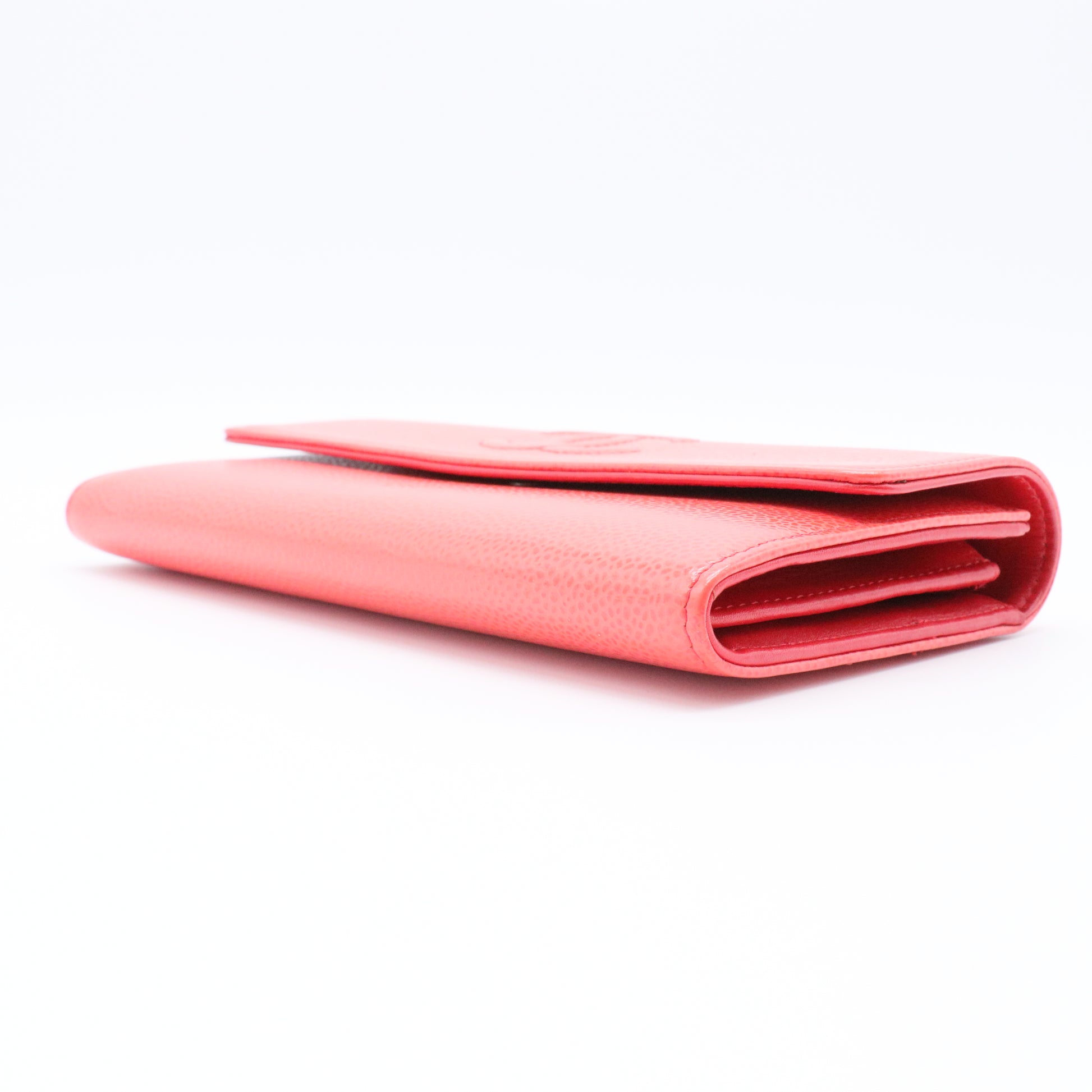 Pink Caviar Leather Long Wallet