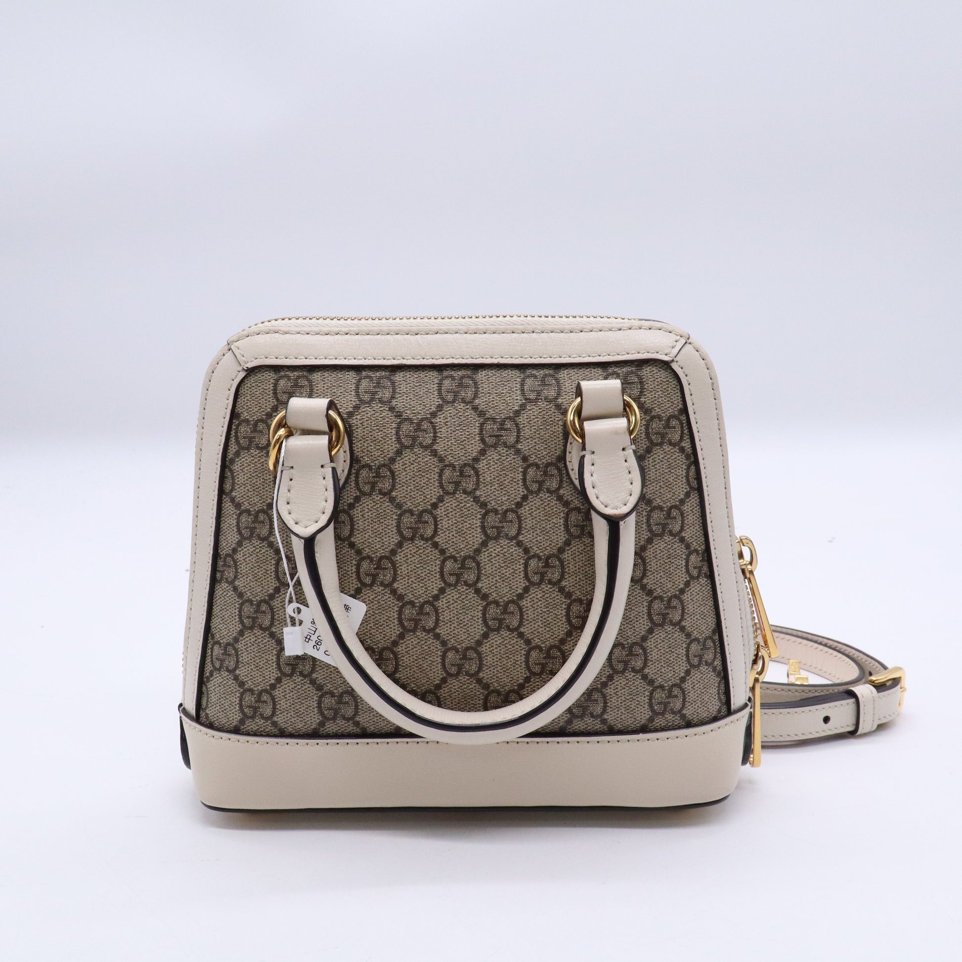 Horsebit 1955 Top Handle Bag GG Coated Canvas with Leather Small Twins LDJ3804