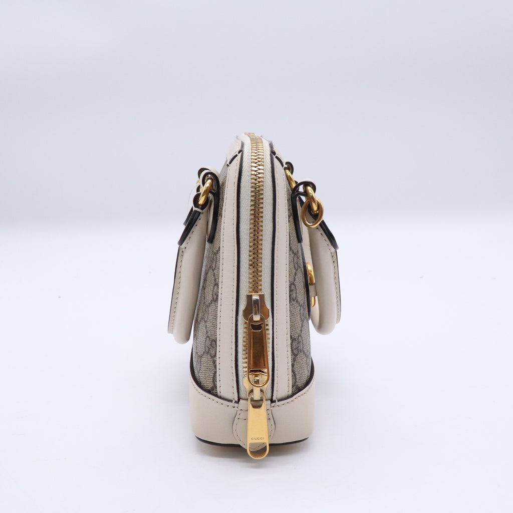 Horsebit 1955 Top Handle Bag GG Coated Canvas with Leather Small Twins LDJ3804